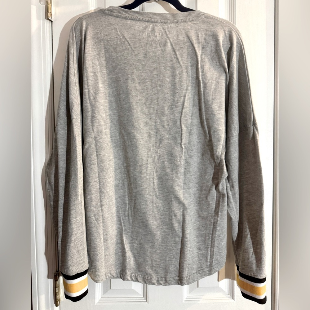 Women’s Pittsburgh Penguins Long Sleeve Gray T-Shirt Striped Cuffs NHL Size XL - Picture 6 of 10